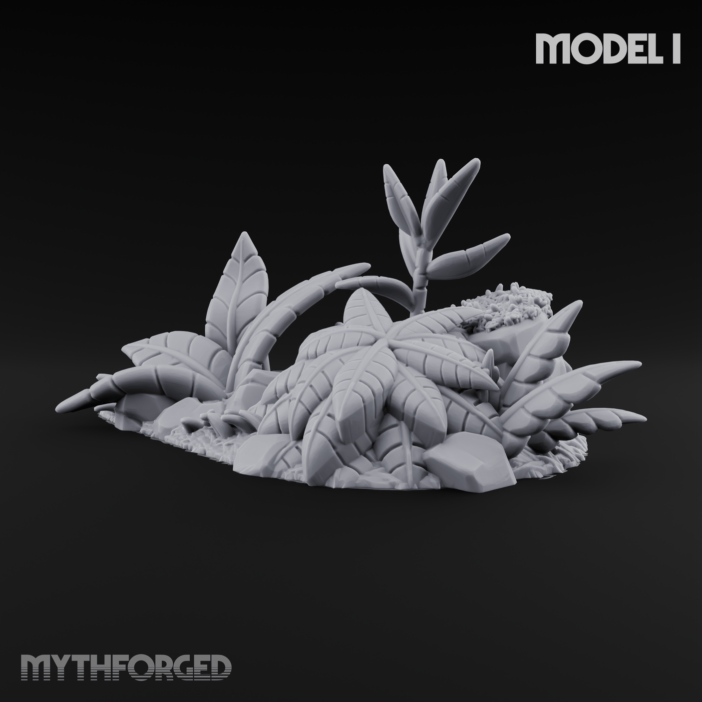 Overgrown Jungle Flora Cluster I Miniature for Dungeons and Dragons, Pathfinder or other TTRPGs