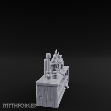 Bubbling Alchemist Workbench Miniature for Dungeons and Dragons, Pathfinder or other TTRPGs