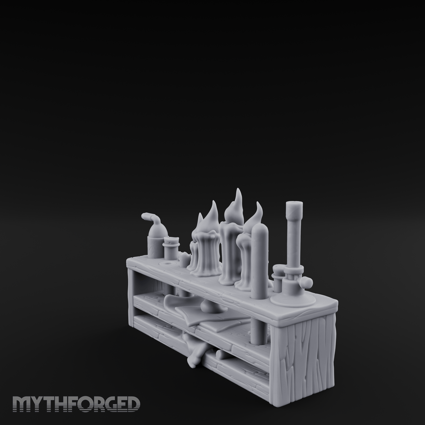 Bubbling Alchemist Workbench Miniature for Dungeons and Dragons, Pathfinder or other TTRPGs