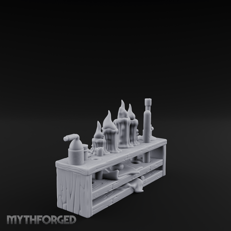 Bubbling Alchemist Workbench Miniature for Dungeons and Dragons, Pathfinder or other TTRPGs