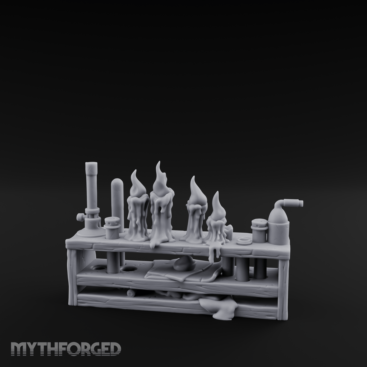 Bubbling Alchemist Workbench Miniature for Dungeons and Dragons, Pathfinder or other TTRPGs