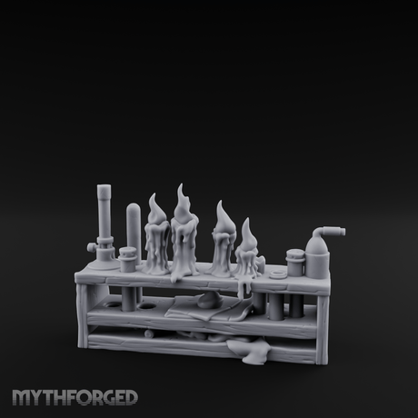 Bubbling Alchemist Workbench Miniature for Dungeons and Dragons, Pathfinder or other TTRPGs