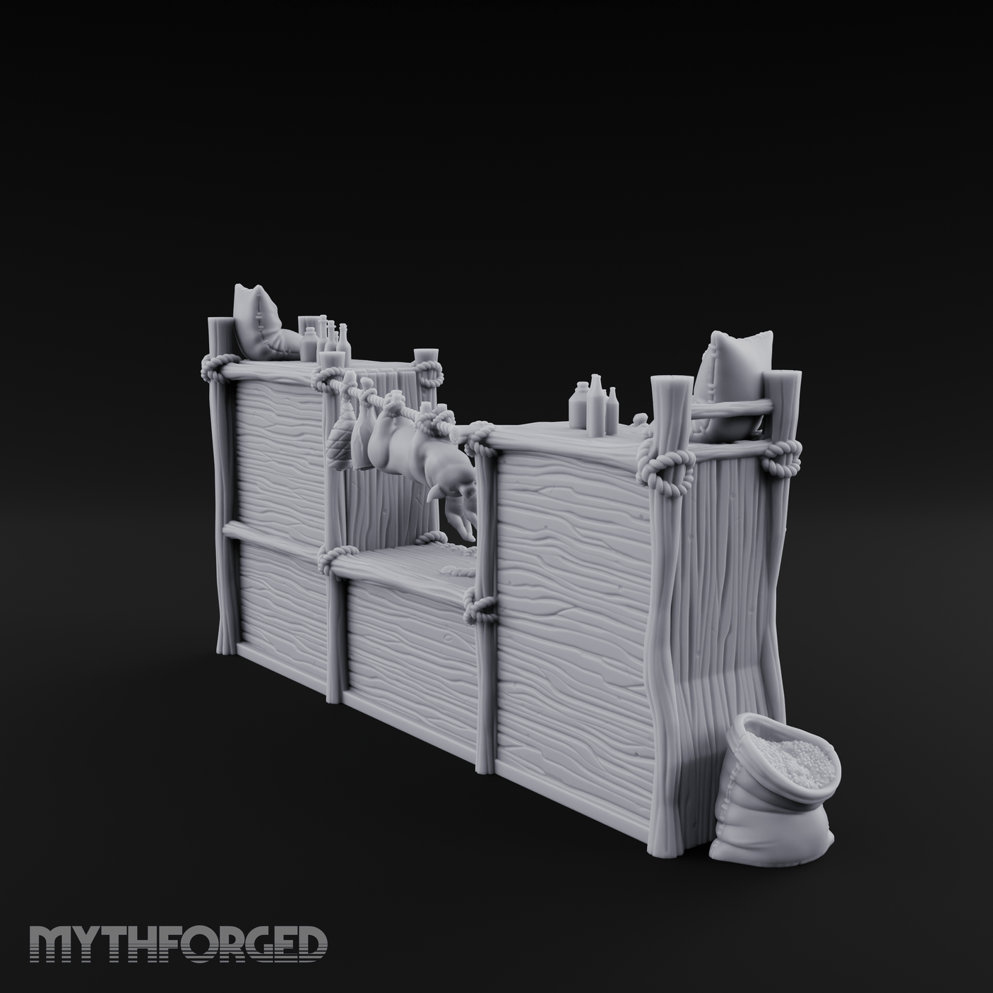 Rope-Strung Market Stall Shelves Miniature for Dungeons and Dragons, Pathfinder or other TTRPGs