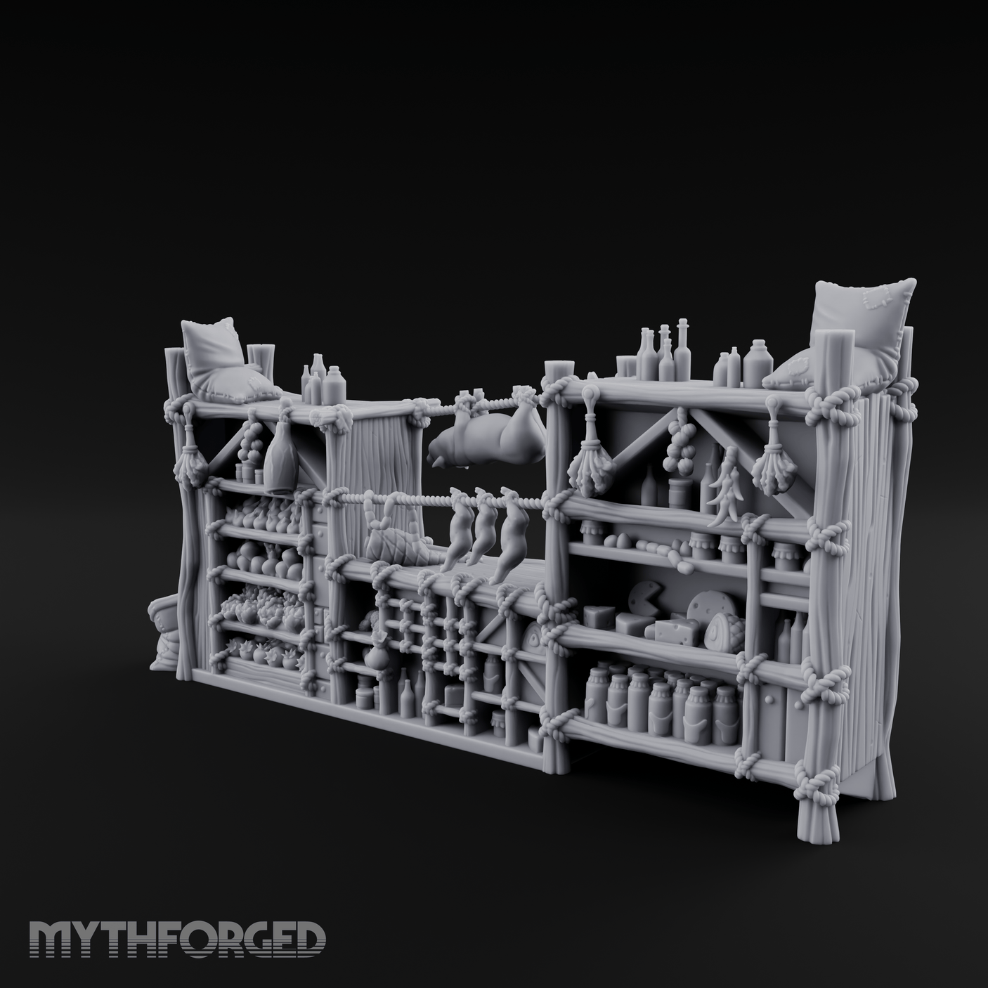 Rope-Strung Market Stall Shelves Miniature for Dungeons and Dragons, Pathfinder or other TTRPGs