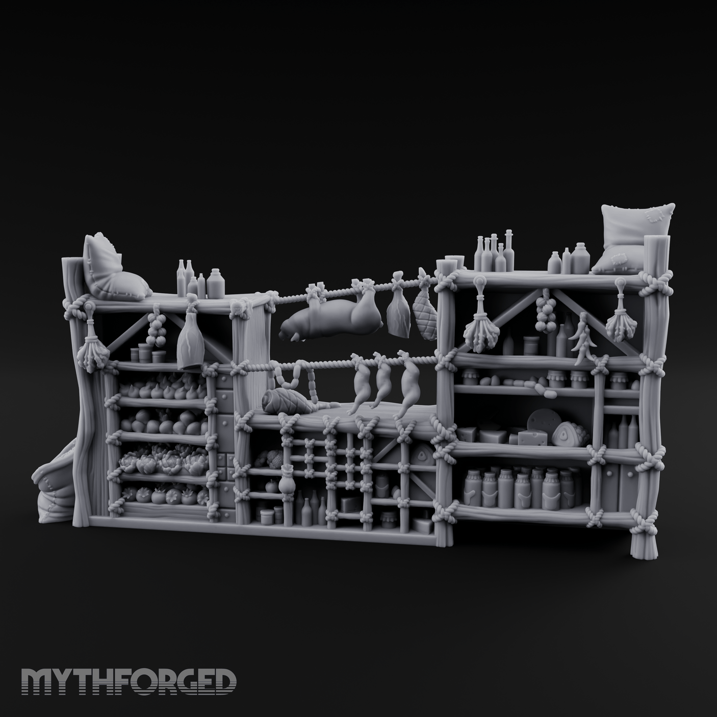 Rope-Strung Market Stall Shelves Miniature for Dungeons and Dragons, Pathfinder or other TTRPGs