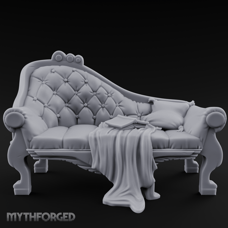 Tufted Victorian Parlor Chaise Lounge Miniature for Dungeons and Dragons, Pathfinder or other TTRPGs