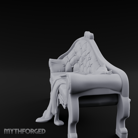 Tufted Victorian Parlor Chaise Lounge Miniature for Dungeons and Dragons, Pathfinder or other TTRPGs