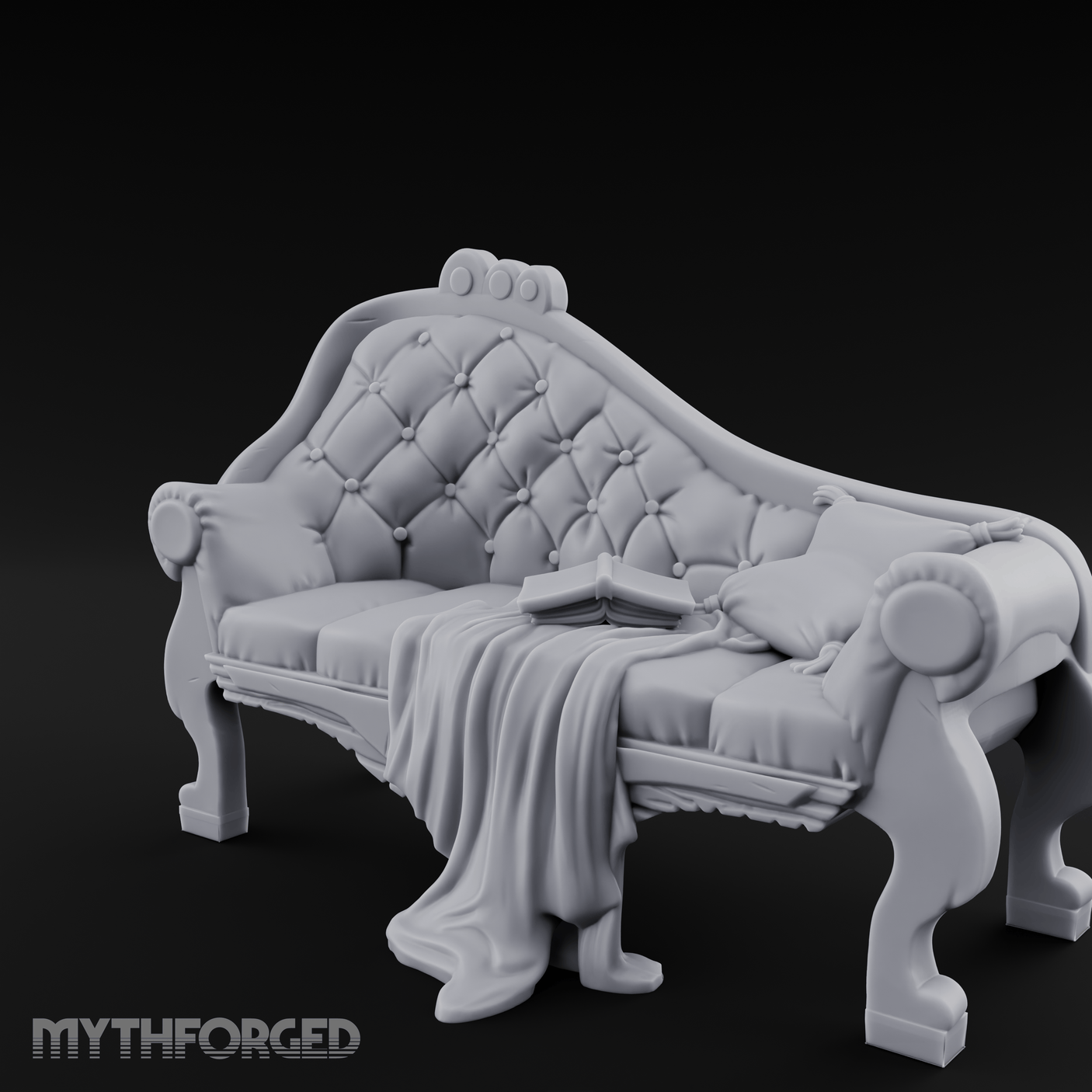 Tufted Victorian Parlor Chaise Lounge Miniature for Dungeons and Dragons, Pathfinder or other TTRPGs