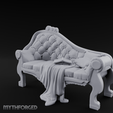 Tufted Victorian Parlor Chaise Lounge Miniature for Dungeons and Dragons, Pathfinder or other TTRPGs