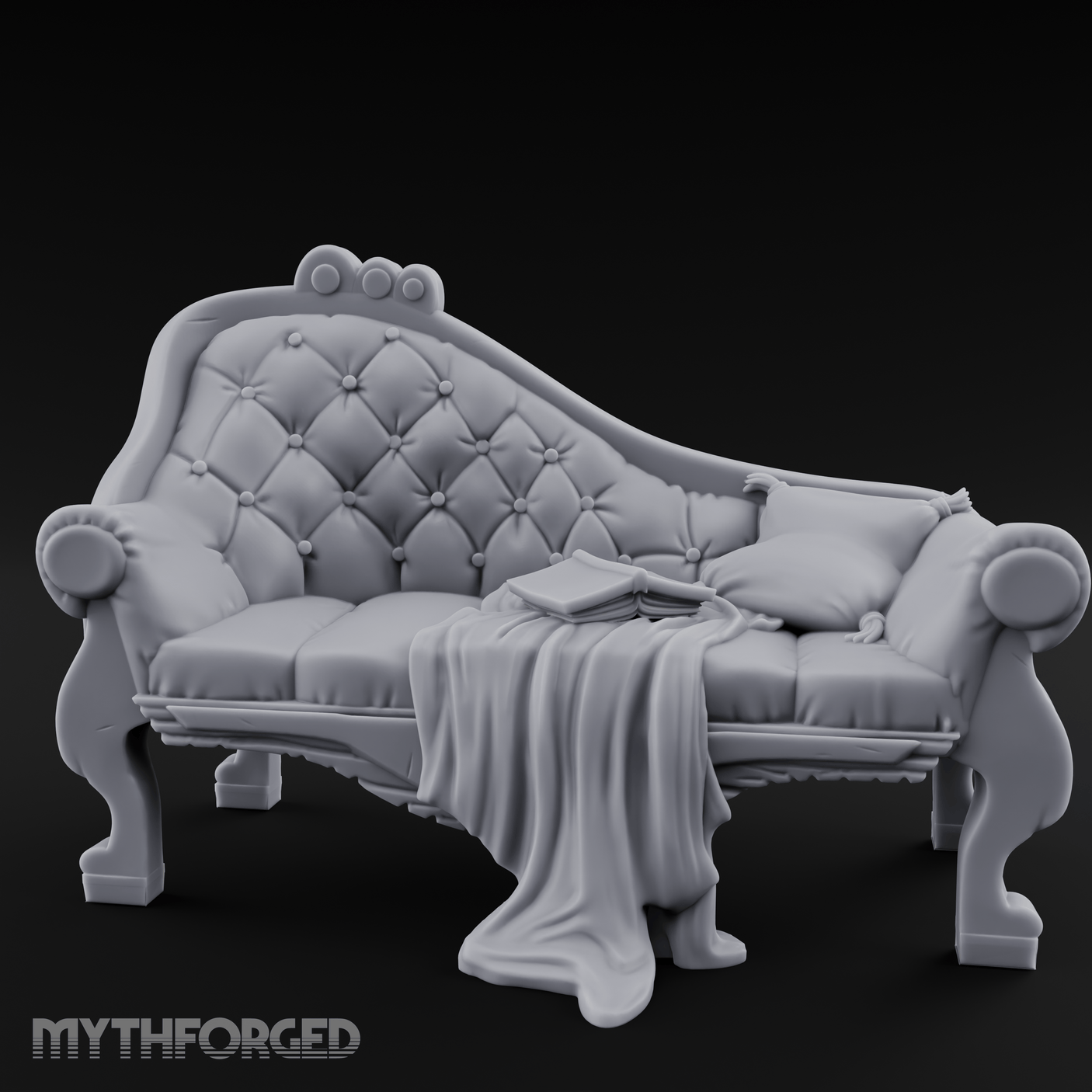 Tufted Victorian Parlor Chaise Lounge Miniature for Dungeons and Dragons, Pathfinder or other TTRPGs