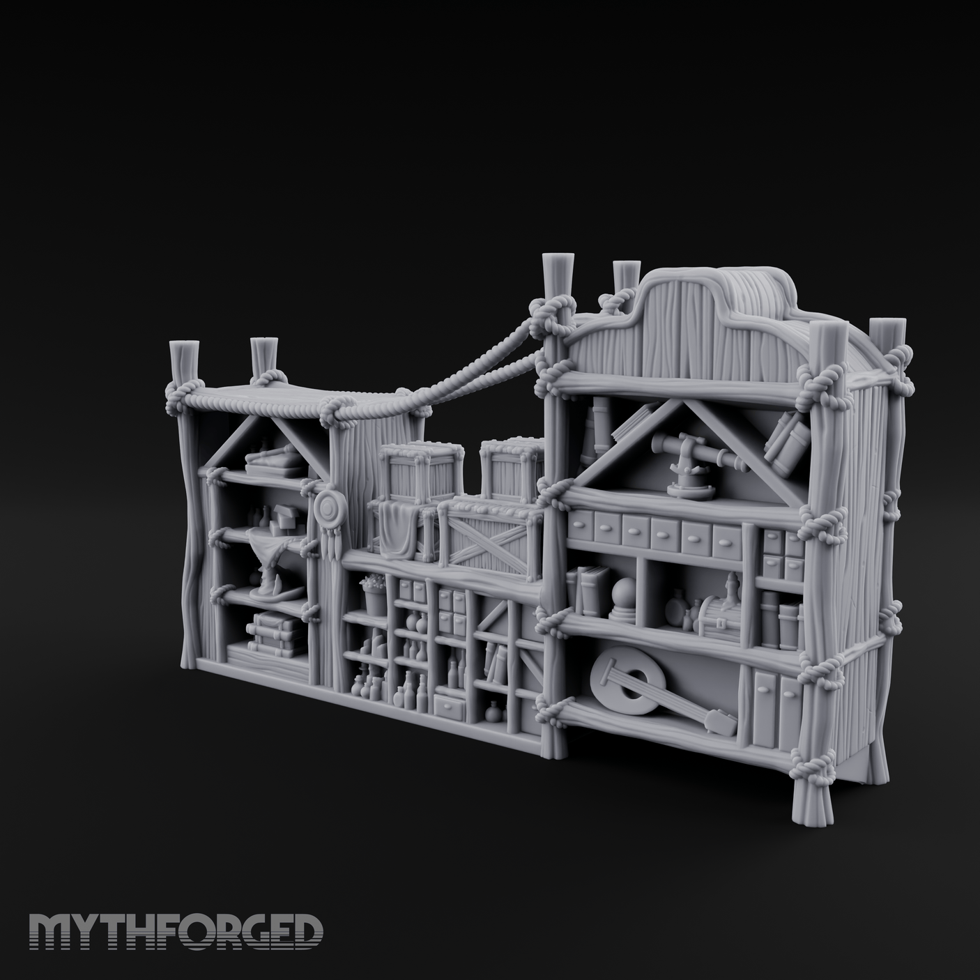 Well-Stocked Merchant's General Store Shelves Miniature for Dungeons and Dragons, Pathfinder or other TTRPGs