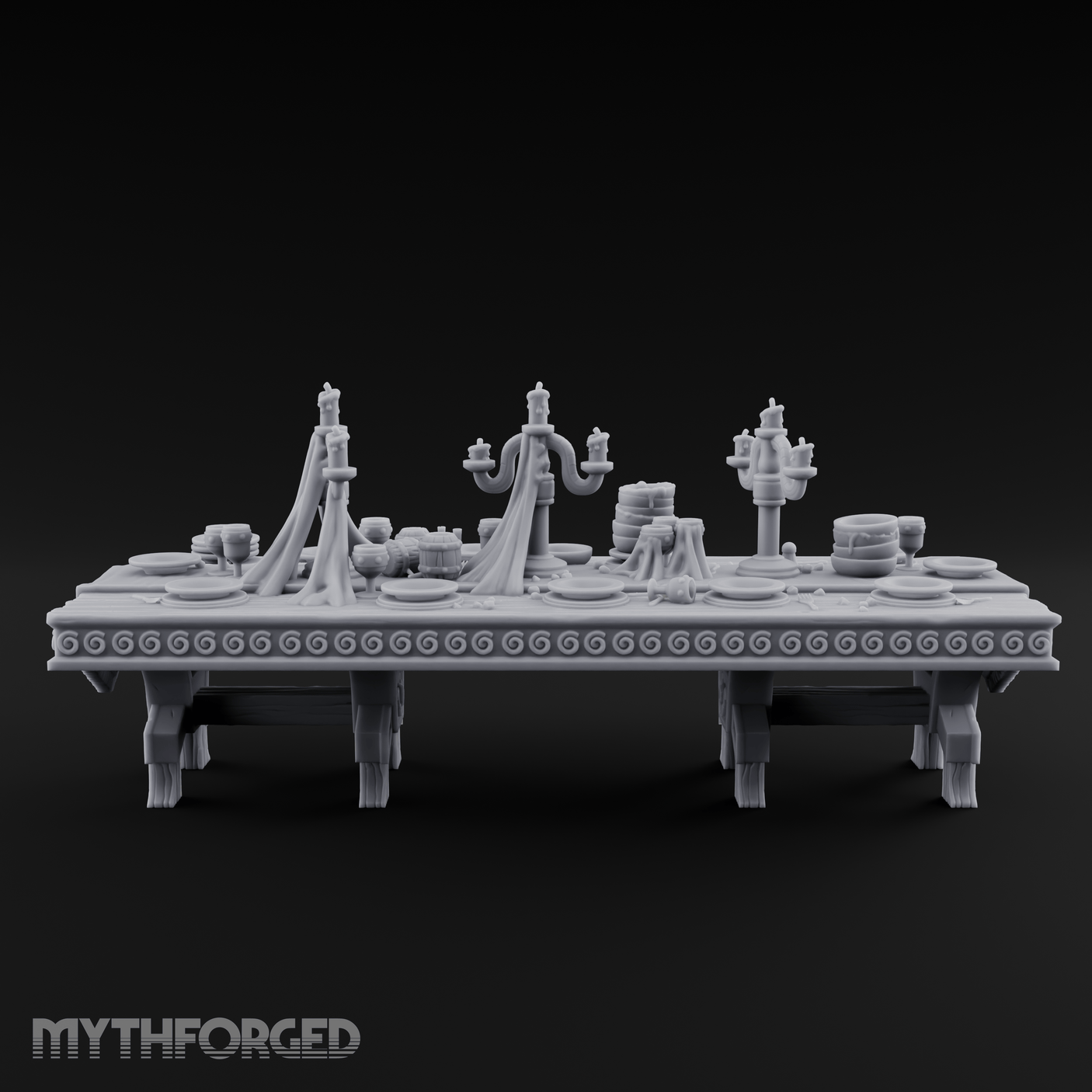 Ornamental Banquet Tableware Display Miniature for Dungeons and Dragons, Pathfinder or other TTRPGs