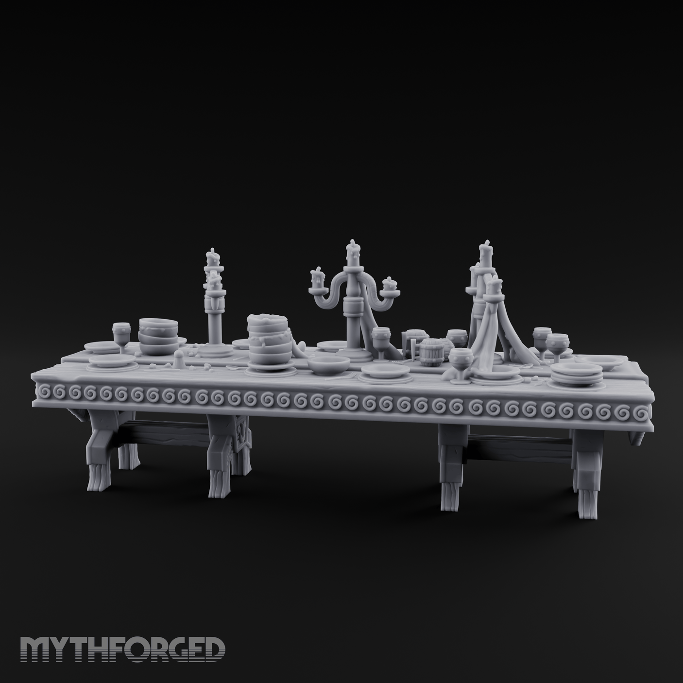 Ornamental Banquet Tableware Display Miniature for Dungeons and Dragons, Pathfinder or other TTRPGs