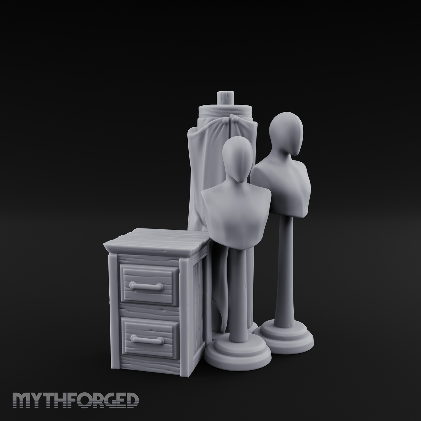 Display-Ready Tailor's Mannequin Set Miniature for Dungeons and Dragons, Pathfinder or other TTRPGs
