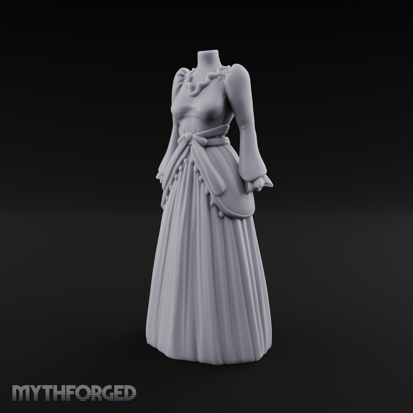 Puffed-Sleeve Mannequin Dress Form Miniature for Dungeons and Dragons, Pathfinder or other TTRPGs