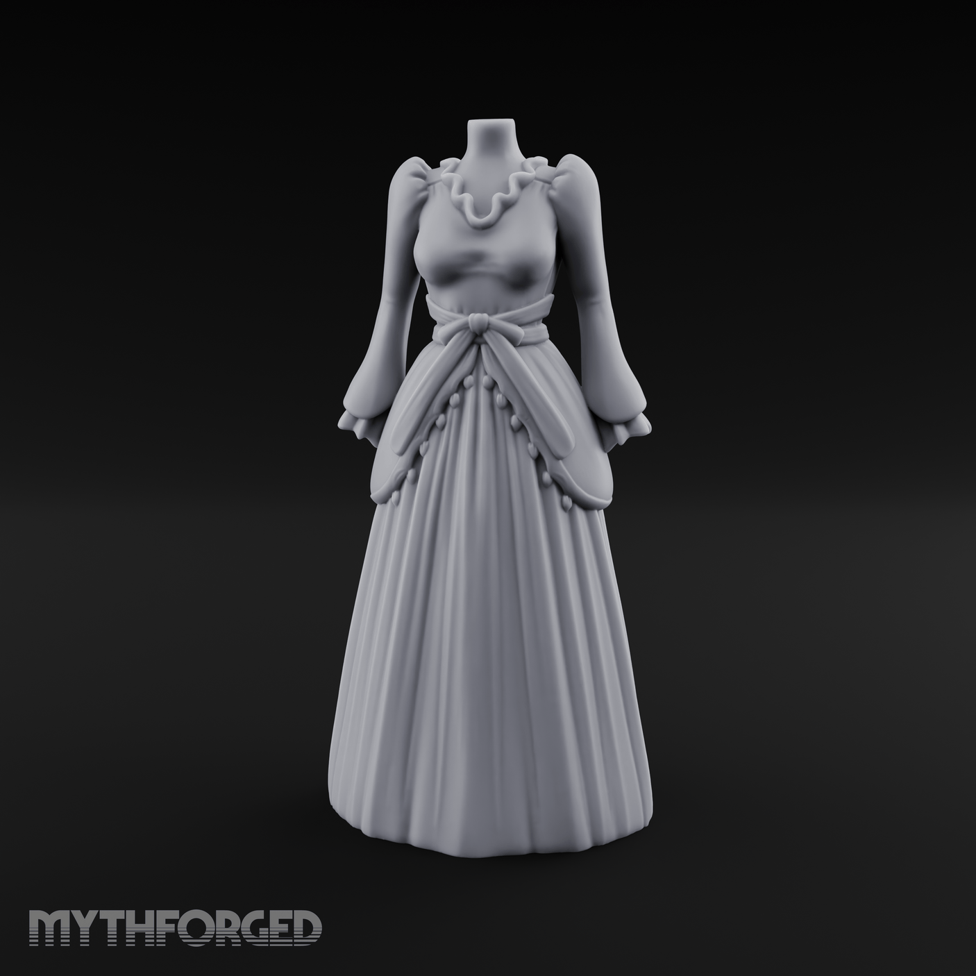 Puffed-Sleeve Mannequin Dress Form Miniature for Dungeons and Dragons, Pathfinder or other TTRPGs
