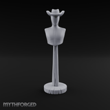 Stetson-Topped Mannequin Dress Form Miniature for Dungeons and Dragons, Pathfinder or other TTRPGs