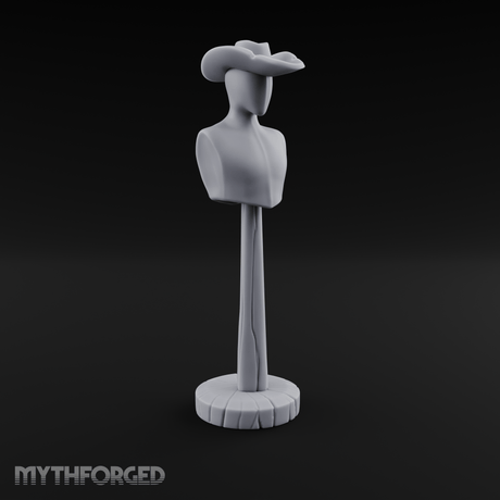 Stetson-Topped Mannequin Dress Form Miniature for Dungeons and Dragons, Pathfinder or other TTRPGs