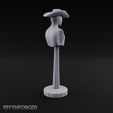 Stetson-Topped Mannequin Dress Form Miniature for Dungeons and Dragons, Pathfinder or other TTRPGs