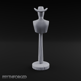 Stetson-Topped Mannequin Dress Form Miniature for Dungeons and Dragons, Pathfinder or other TTRPGs