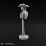 Stetson-Topped Mannequin Dress Form Miniature for Dungeons and Dragons, Pathfinder or other TTRPGs