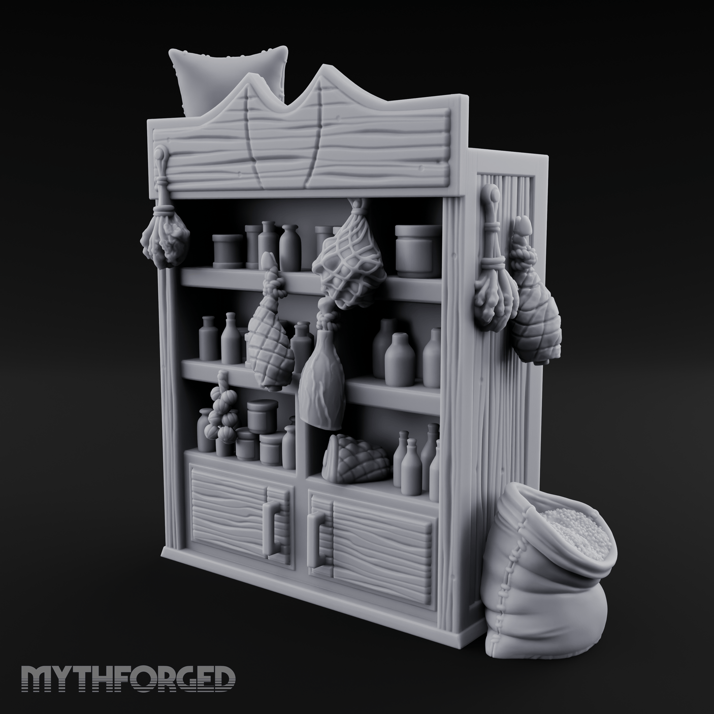 Hung-Herb Meat Display Cabinet Miniature for Dungeons and Dragons, Pathfinder or other TTRPGs