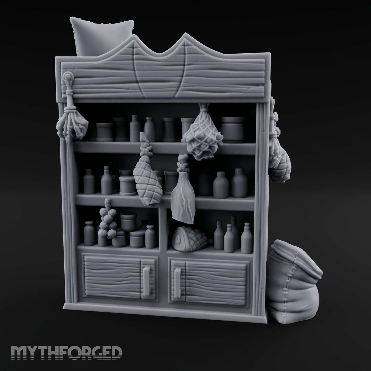 Hung-Herb Meat Display Cabinet Miniature for Dungeons and Dragons, Pathfinder or other TTRPGs
