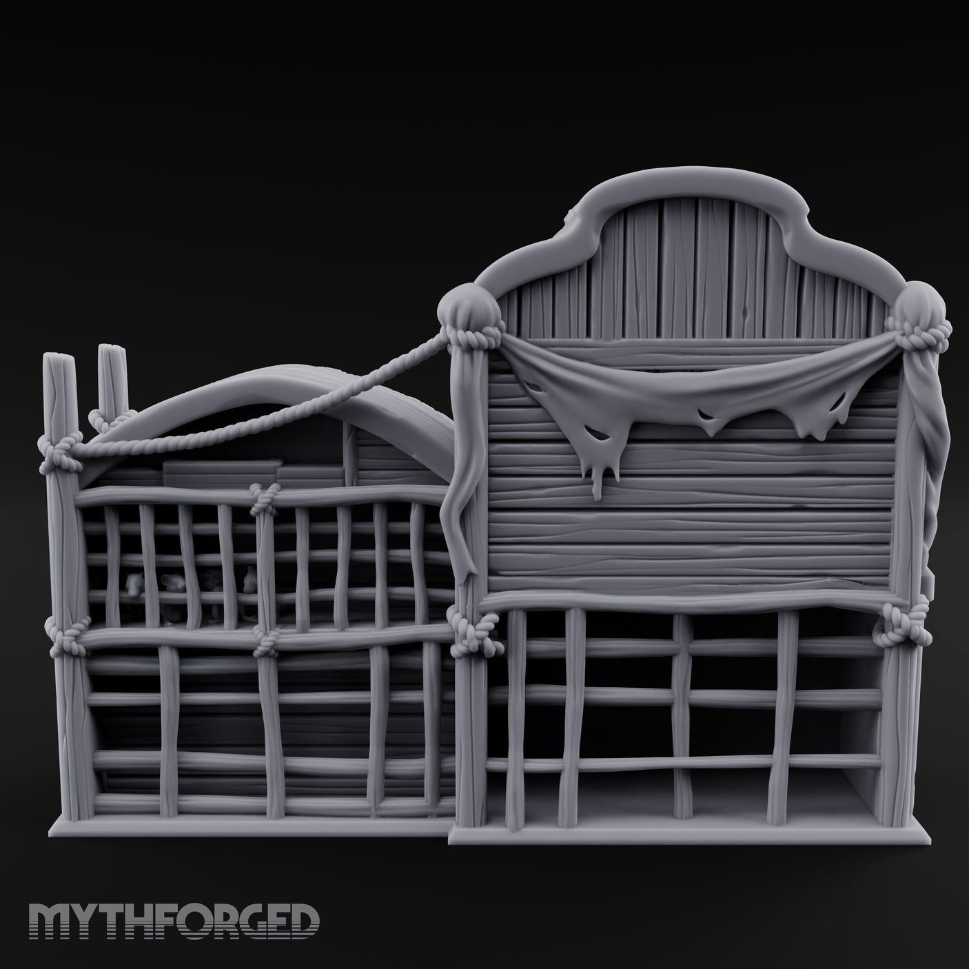 Rope-Bound Animal Cages Miniature for Dungeons and Dragons, Pathfinder or other TTRPGs