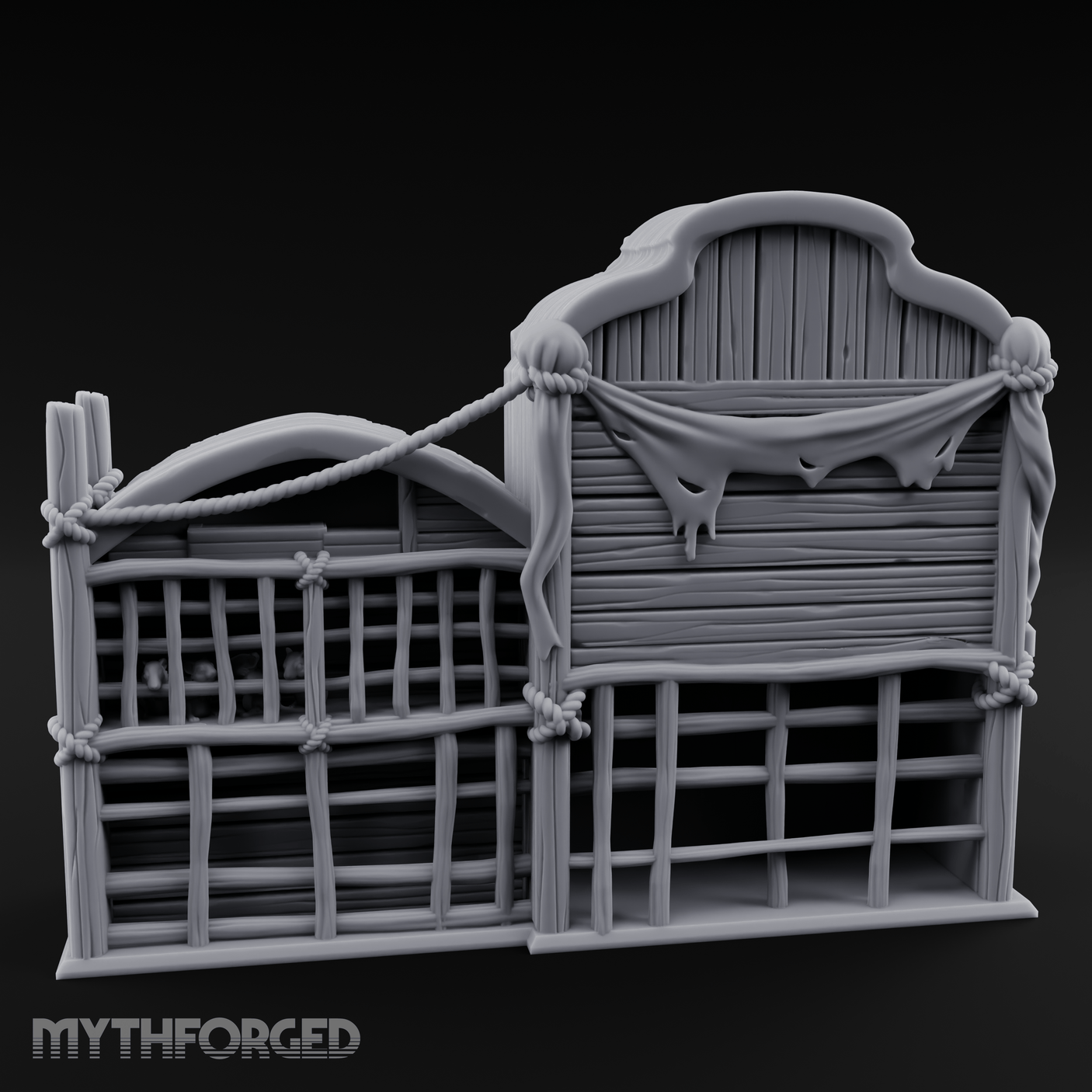 Rope-Bound Animal Cages Miniature for Dungeons and Dragons, Pathfinder or other TTRPGs