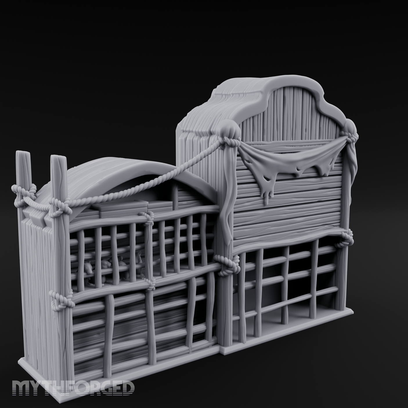 Rope-Bound Animal Cages Miniature for Dungeons and Dragons, Pathfinder or other TTRPGs