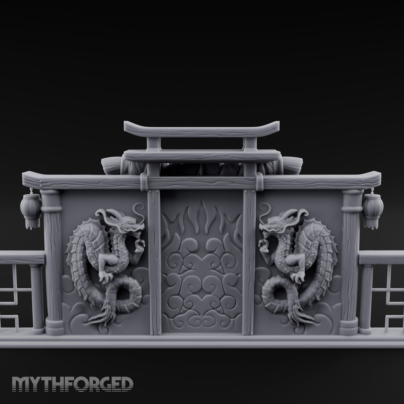 Twin-Dragon Shogun's Shrine Miniature for Dungeons and Dragons, Pathfinder or other TTRPGs