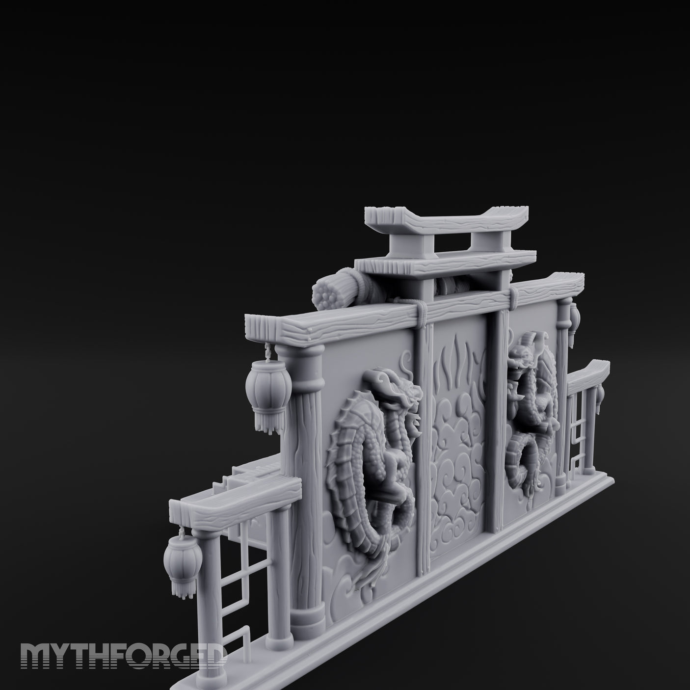 Twin-Dragon Shogun's Shrine Miniature for Dungeons and Dragons, Pathfinder or other TTRPGs