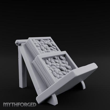 Produce-Laden Market Produce Stall Miniature for Dungeons and Dragons, Pathfinder or other TTRPGs