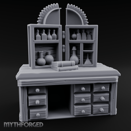 Well-Stocked Apothecary Potion Cabinet Miniature for Dungeons and Dragons, Pathfinder or other TTRPGs