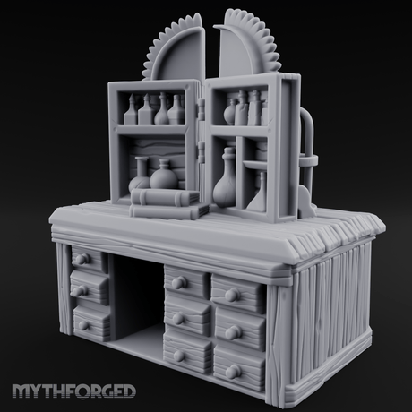 Well-Stocked Apothecary Potion Cabinet Miniature for Dungeons and Dragons, Pathfinder or other TTRPGs