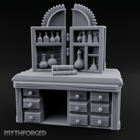 Well-Stocked Apothecary Potion Cabinet Miniature for Dungeons and Dragons, Pathfinder or other TTRPGs