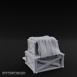 Draped Stacked Wooden Crates Miniature for Dungeons and Dragons, Pathfinder or other TTRPGs