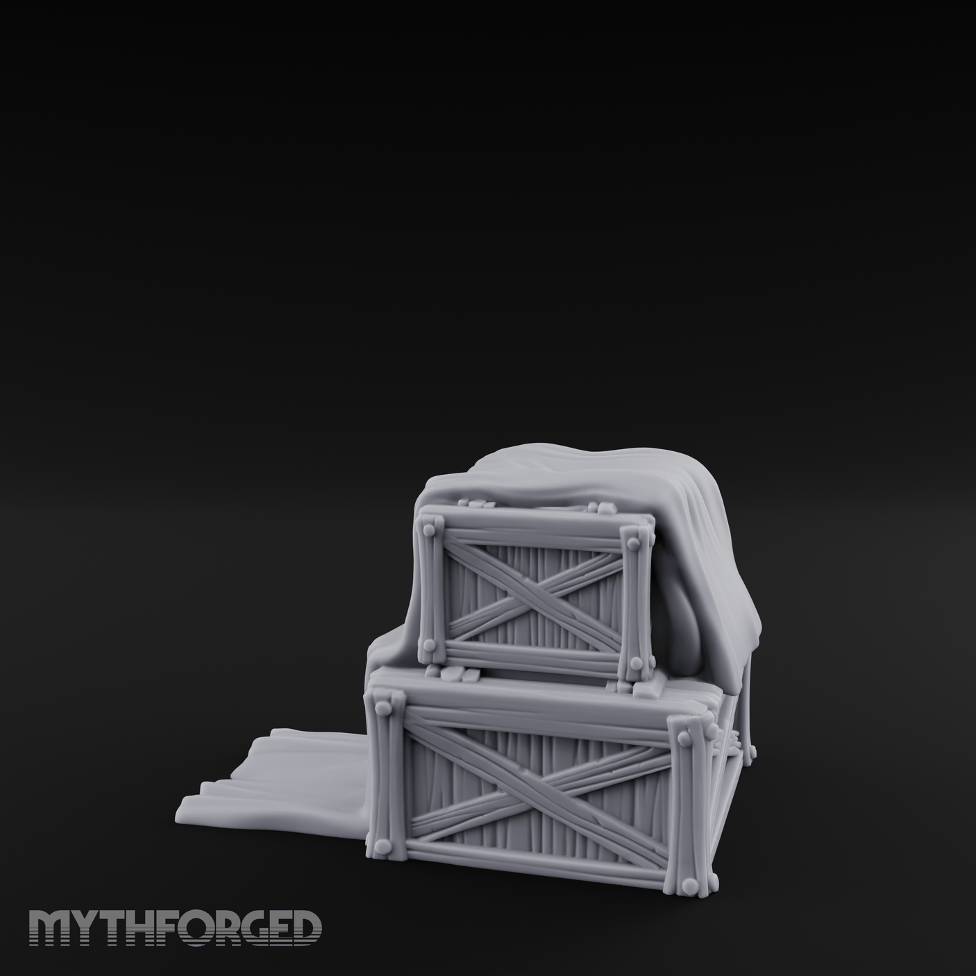 Draped Stacked Wooden Crates Miniature for Dungeons and Dragons, Pathfinder or other TTRPGs