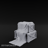 Draped Stacked Wooden Crates Miniature for Dungeons and Dragons, Pathfinder or other TTRPGs