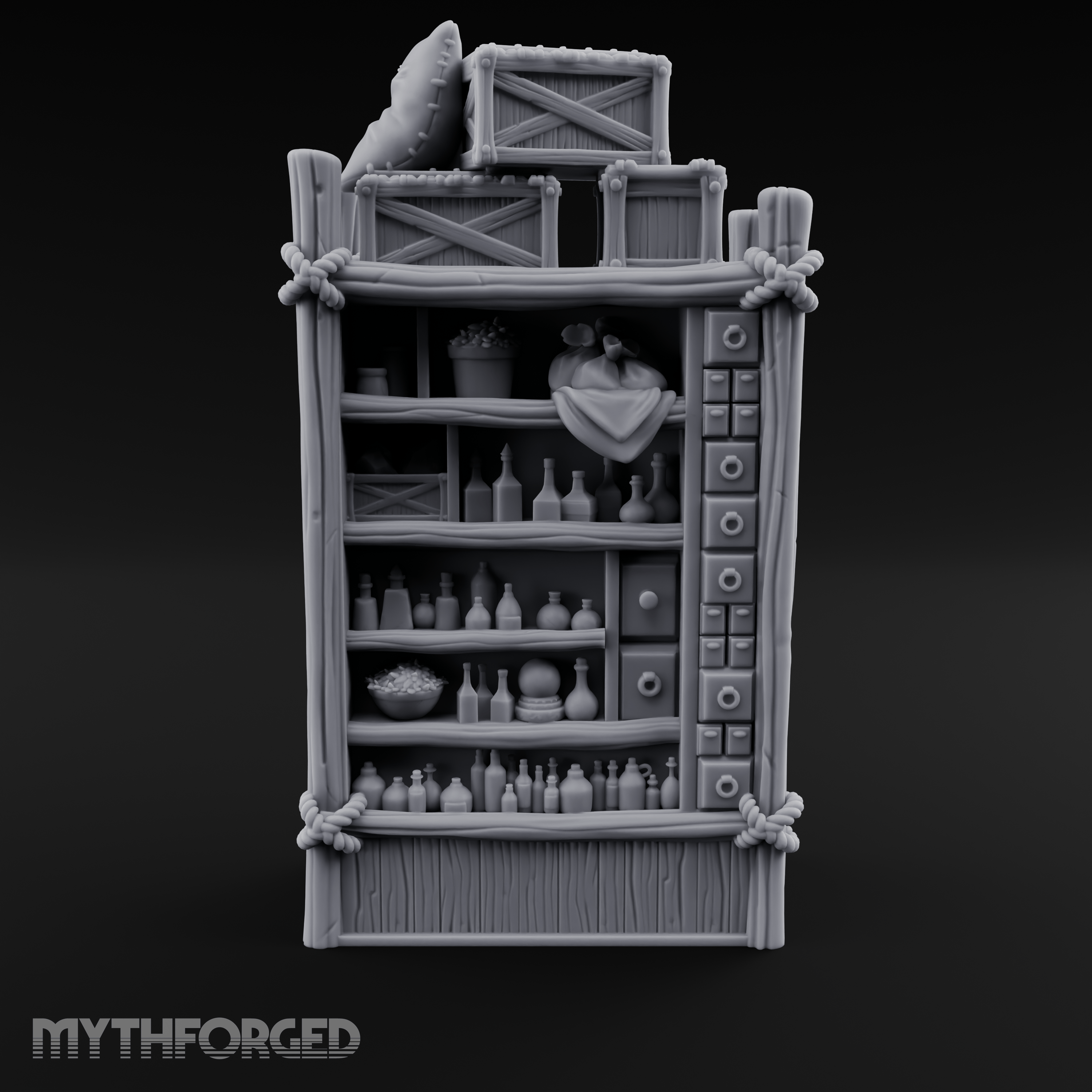 Draped Stacked Cargo Crates