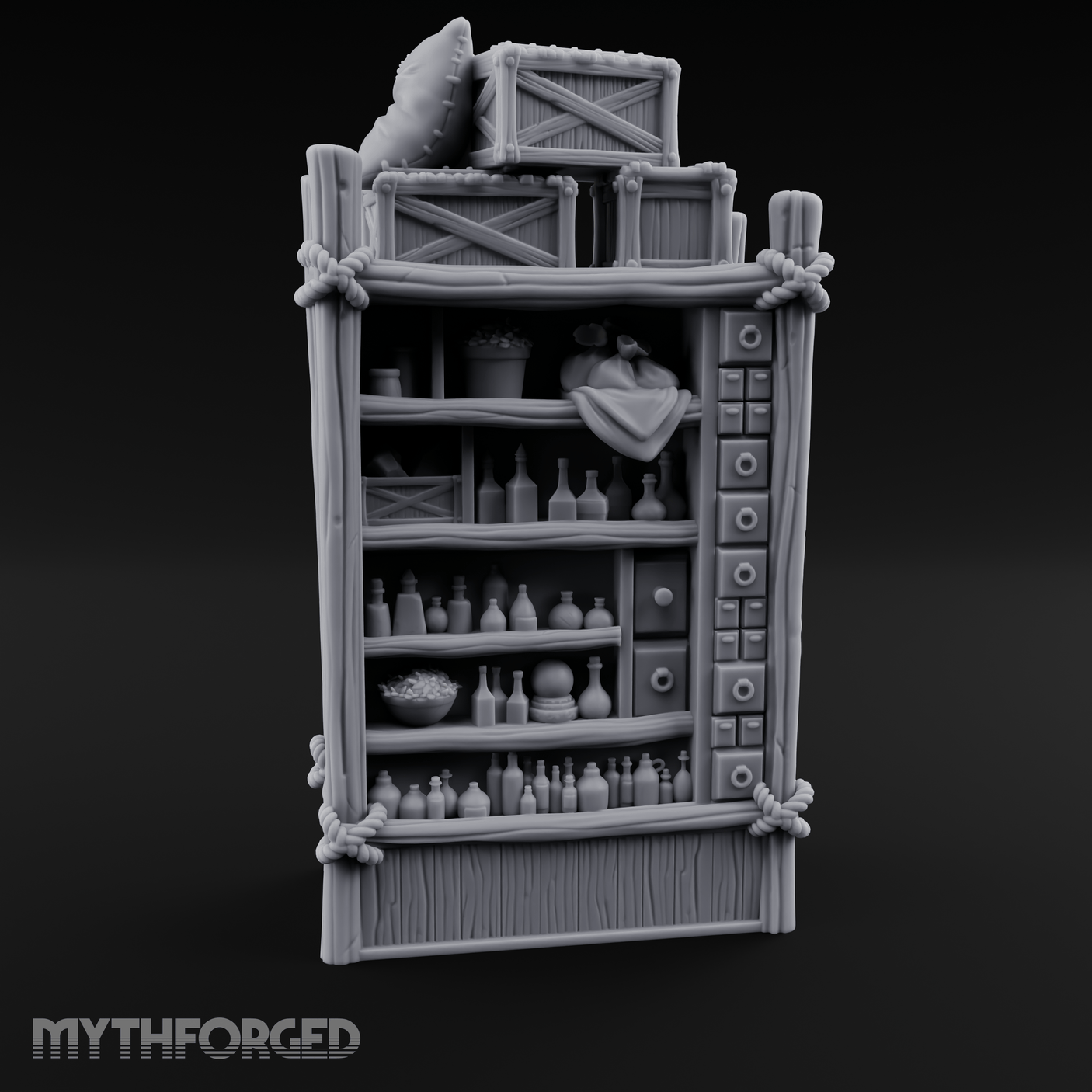 Draped Stacked Cargo Crates Miniature for Dungeons and Dragons, Pathfinder or other TTRPGs