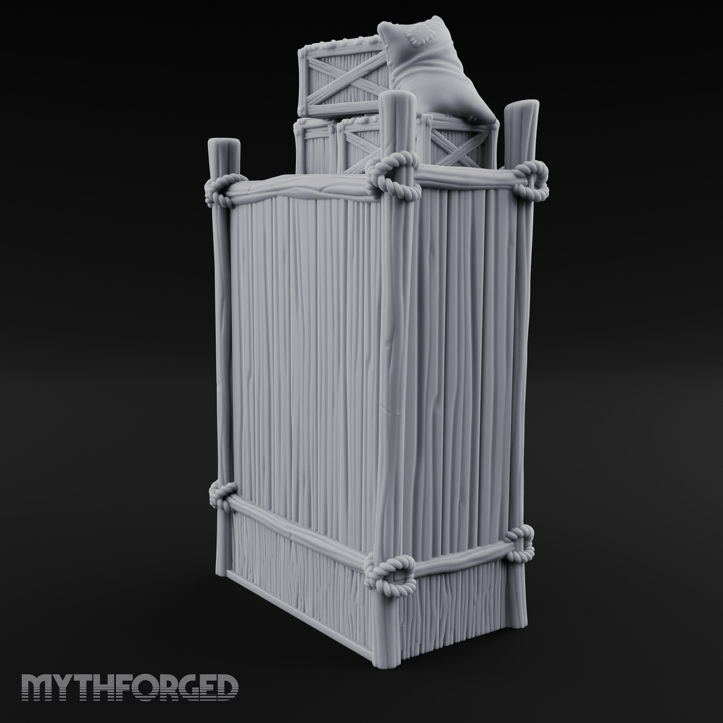 Draped Stacked Cargo Crates Miniature for Dungeons and Dragons, Pathfinder or other TTRPGs