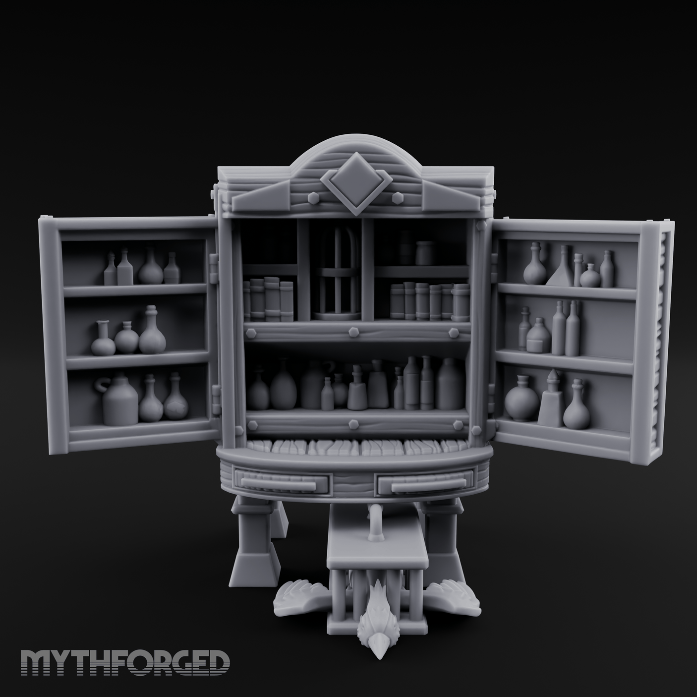 Well-Stocked, Bursting Apothecary Potion Cabinet Miniature for Dungeons and Dragons, Pathfinder or other TTRPGs