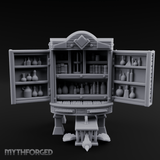 Well-Stocked, Bursting Apothecary Potion Cabinet Miniature for Dungeons and Dragons, Pathfinder or other TTRPGs