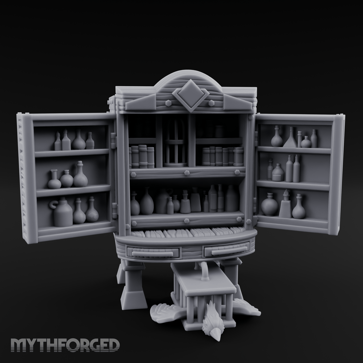 Well-Stocked, Bursting Apothecary Potion Cabinet Miniature for Dungeons and Dragons, Pathfinder or other TTRPGs