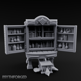 Well-Stocked, Bursting Apothecary Potion Cabinet Miniature for Dungeons and Dragons, Pathfinder or other TTRPGs