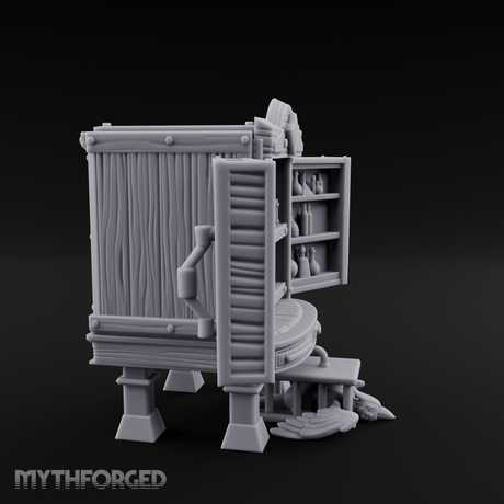 Well-Stocked, Bursting Apothecary Potion Cabinet Miniature for Dungeons and Dragons, Pathfinder or other TTRPGs