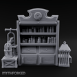 Well-Stocked Apothecary Shelf And Cages Miniature for Dungeons and Dragons, Pathfinder or other TTRPGs