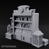 Well-Stocked Apothecary Shelf And Cages Miniature for Dungeons and Dragons, Pathfinder or other TTRPGs