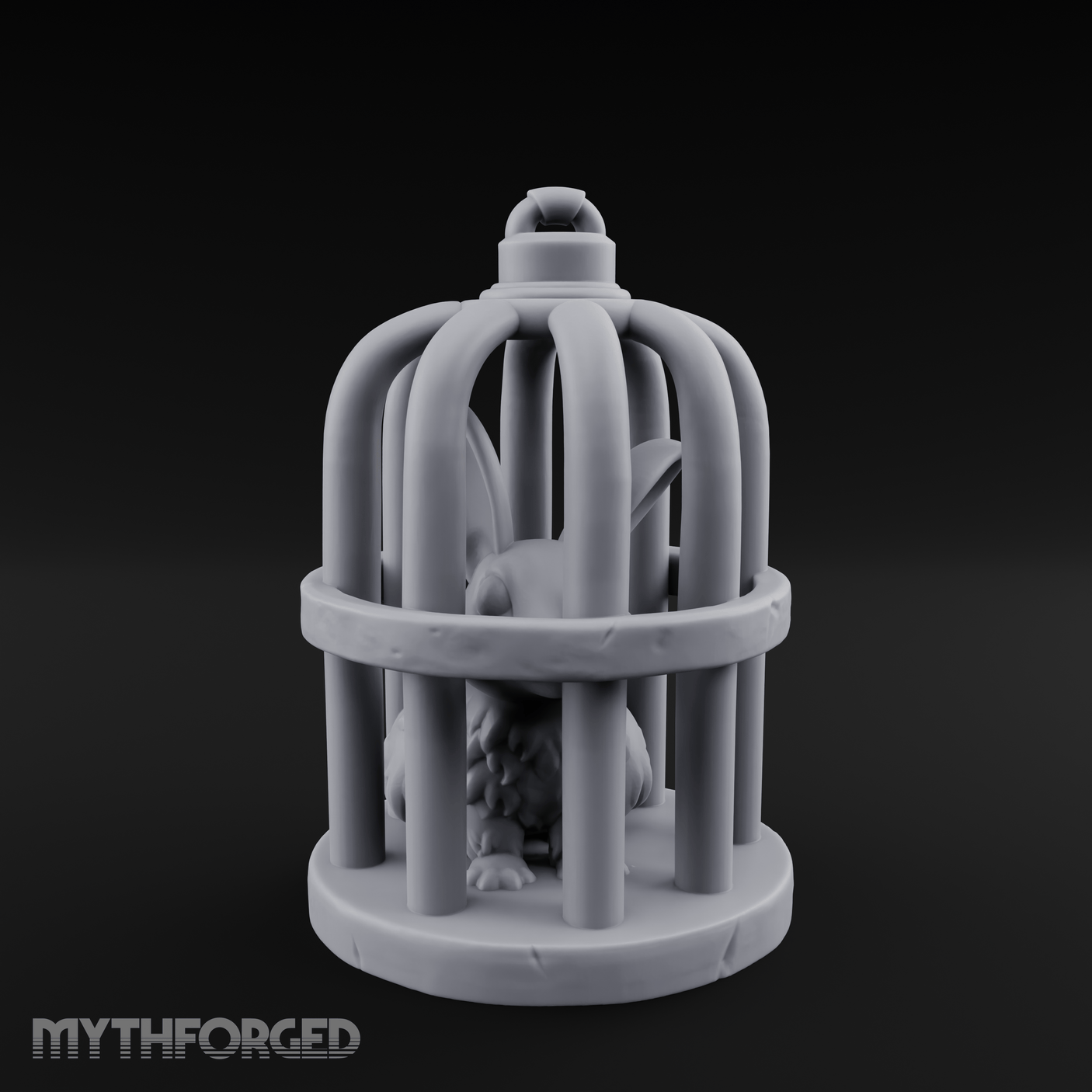 Captured Rabbit In Birdcage Miniature for Dungeons and Dragons, Pathfinder or other TTRPGs